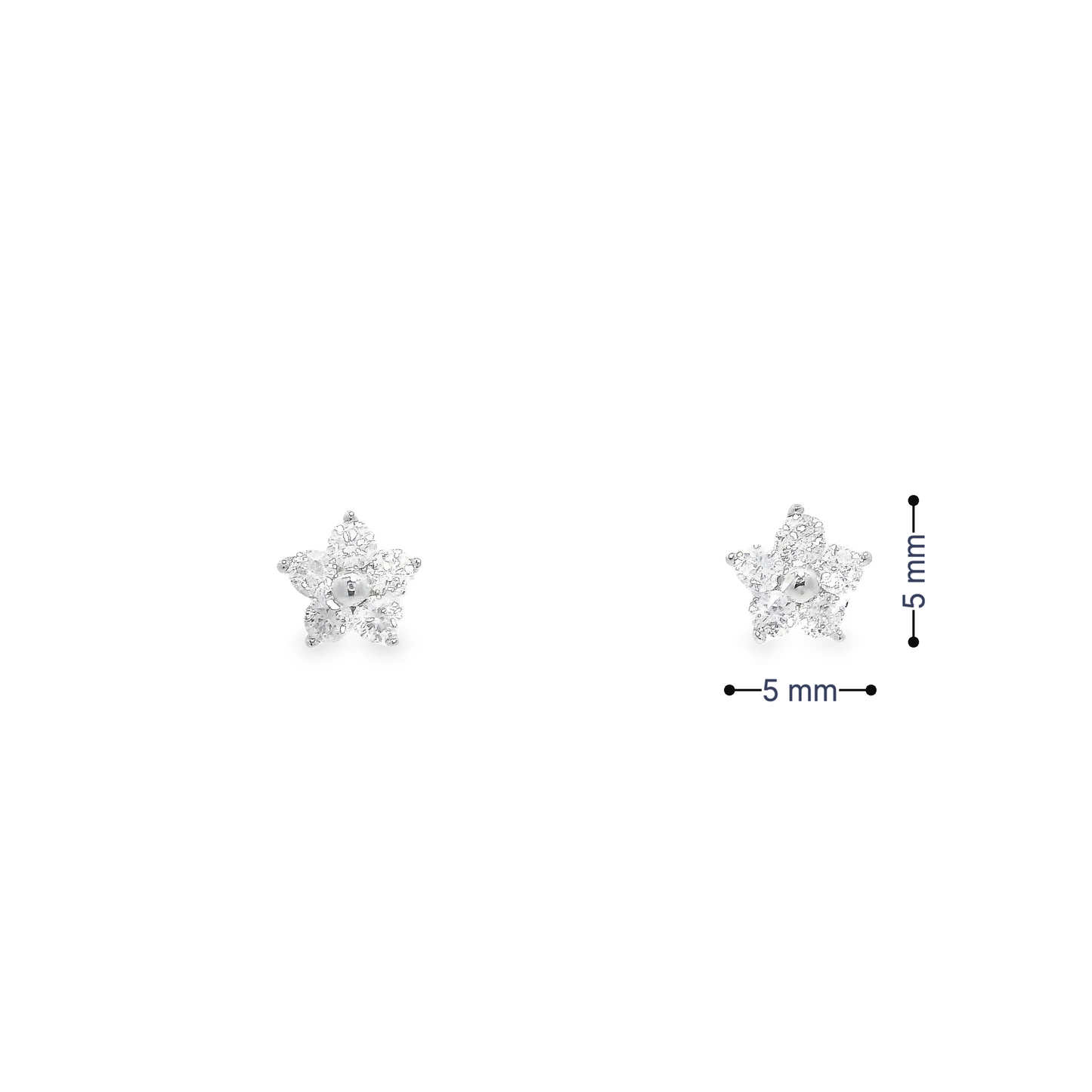 Star-shaped Diamond Stud Earrings in 18K White Gold