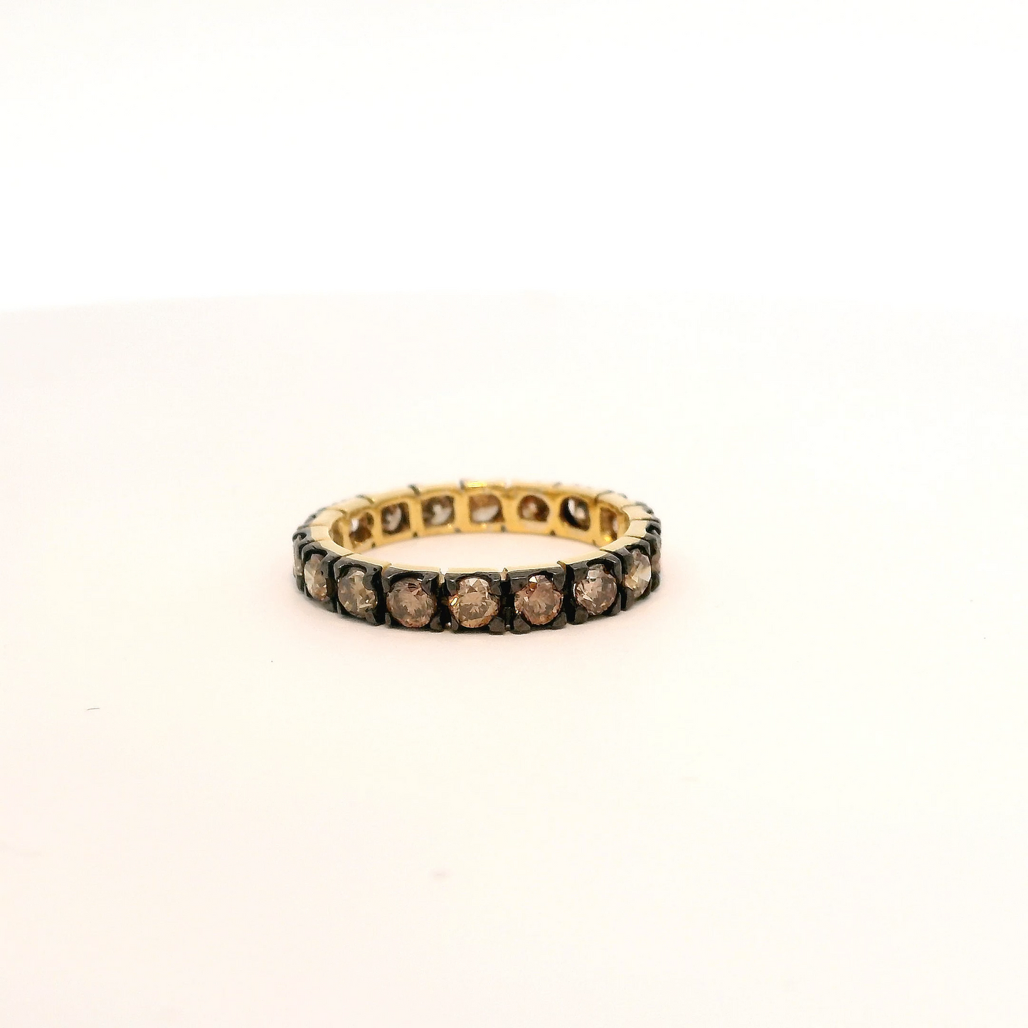 Brown Diamond Eternity Band 18K Yellow Gold Ring