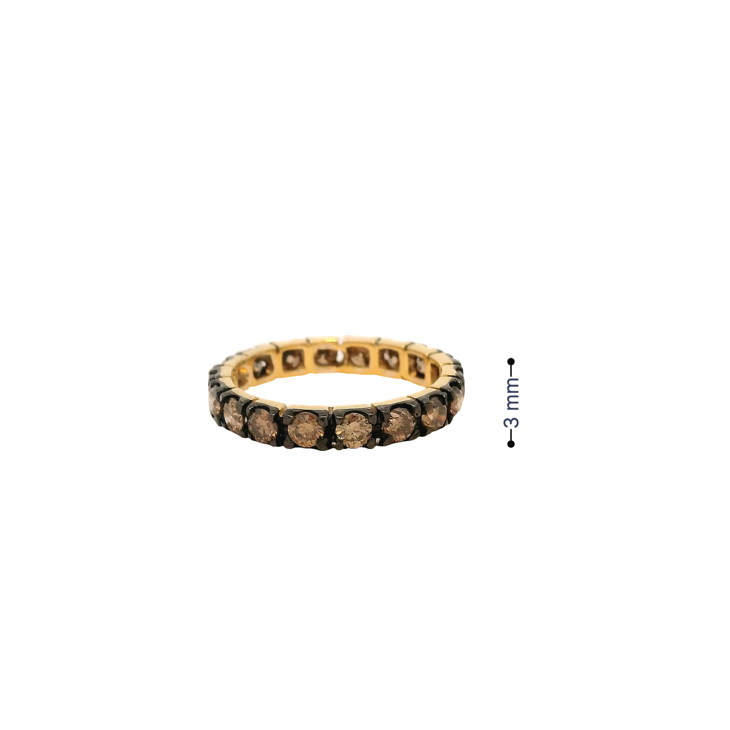 Brown Diamond Eternity Band 18K Yellow Gold Ring