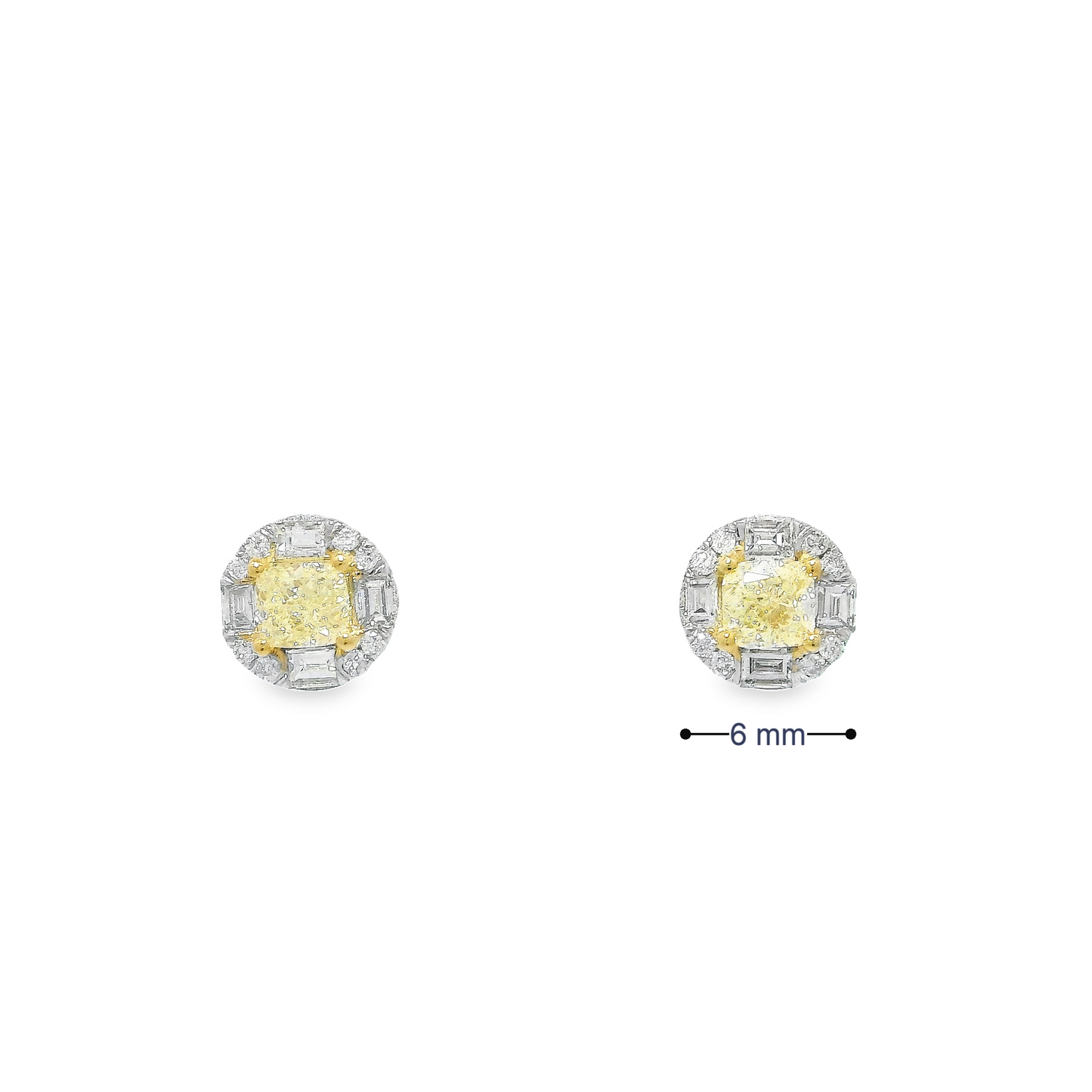 Yellow Diamond and White Diamond Studs
